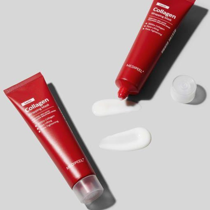 MEDIPEEL Red Lacto Collagen Wrapping Mask  70ml  Firming & Resilience-Boosting Mask with Low-Molecular Collagen (300 Dalton)
