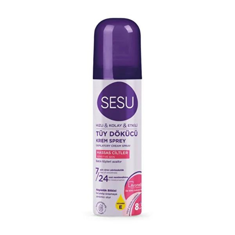 Sesu Hair Removal Foam for Sensitive Skin: Painless, Fast, & Moisturizing – Vitamin E & Aromaguard – 150ml