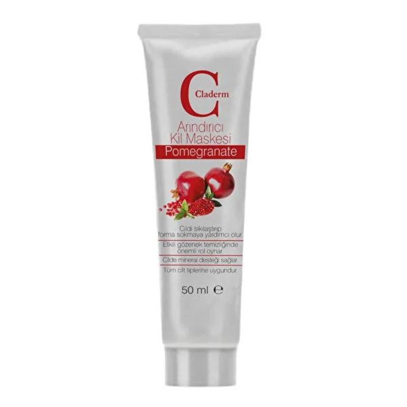 Claderm Pomegranate Clay Face Mask 50ml – Anti-Aging, Hydrating Skincare for Acne Prone Skin