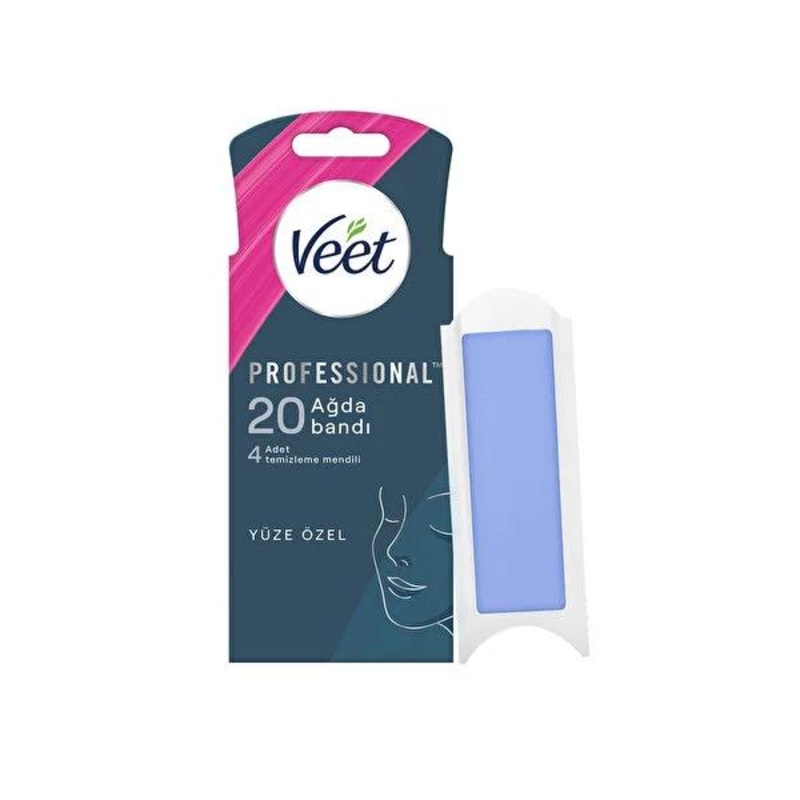 Veet Natural Facial Wax Strips – Shea Oil Infused for Sensitive Skin, Upper Lip & Face Hair Removal – 20 Strips
