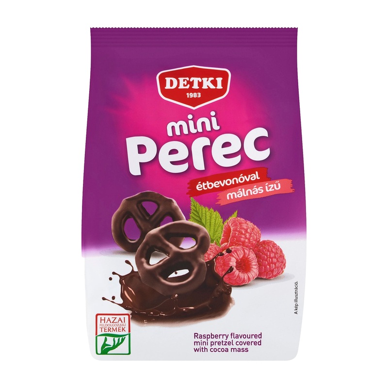 Detki Mini Pretzels raspberry dark chocolate sweet biscuits, 160 g