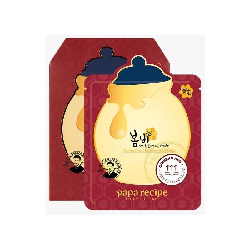 Papa Recipe Bombee Ginseng Red Honey Oil Mask Pack Set – 20g x 10 pcs | Firming, Nourishing & Revitalizing Care
