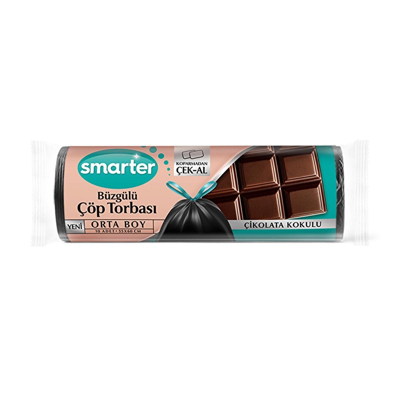 Smarter Chocolate Scented Garbage Bags – Medium Size Drawstring Trash Bags for Odor Control & Easy Disposal