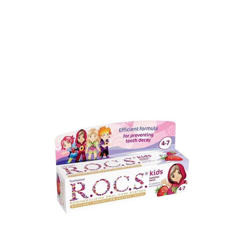 Rocs Kids Toothpaste Raspberry-Strawberry Flavor for Children Aged 4-7 Years – 45g