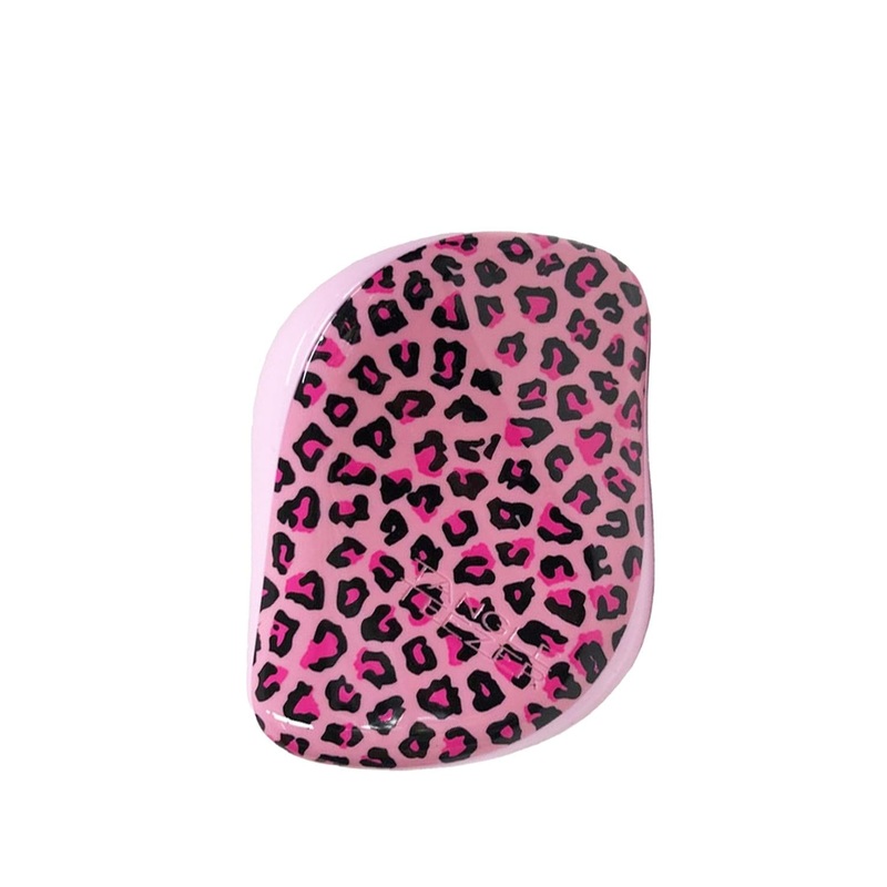 Tangle Teezer Compact Styler Pink Leopard: Detangling Travel Hair Brush for Women – Gentle, Painless, Stylish
