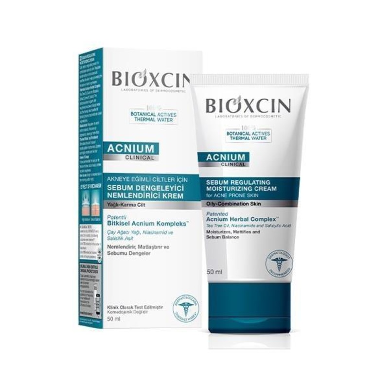 Bioxcin Acnium Sebum Balancing Moisturizing Cream for Acne-Prone Skin – 1.69 fl oz