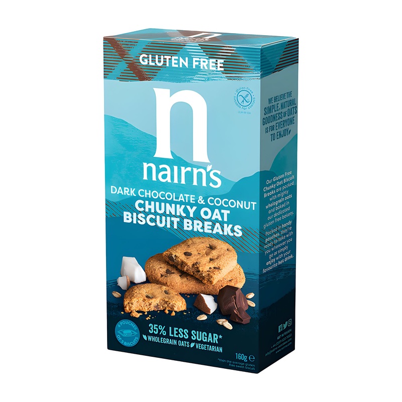 nairn’s Dark Chocolate & Coconut gluten-free chunky oat biscuits, 160 g