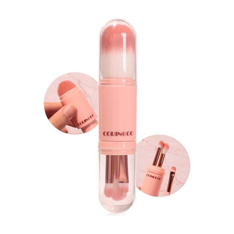 CORINGCO Cotton Candy Capsule Brush Set | 4-in-1 Portable Makeup Brushes for Flawless Application