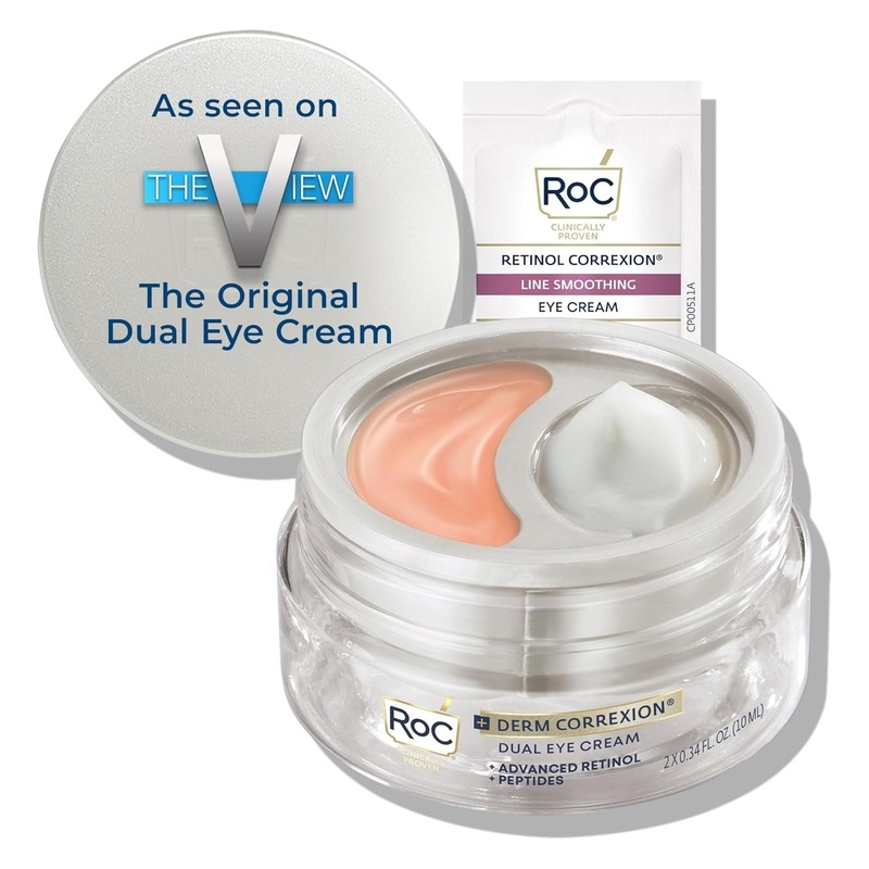 RoC + Derm Correxion Dual Eye Cream + Advanced Retinol + Peptides  2 x 10ml | 2-in-1 Eye Lift System for Upper Lids & Under Eyes