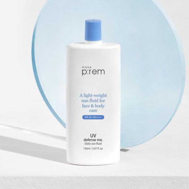 Make p:rem UV Defense Me. Daily Sun Fluid SPF50+ PA++++ – 150ml | Hydrating & Soothing Sun Protection for Face & Body