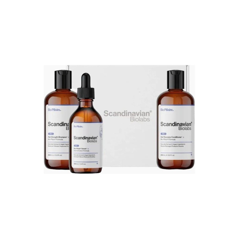 Scandinavian Biolabs Hair Routine Mens Gift Set  2 x 250ml + 100ml | Strengthen, Restore & Stimulate Hair Growth