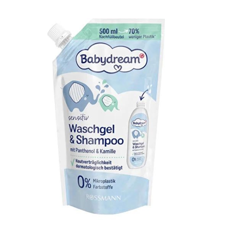 Babydream Gentle Baby Shampoo & Body Wash with Chamomile – 16.91 fl oz, Vegan & Eco-Friendly