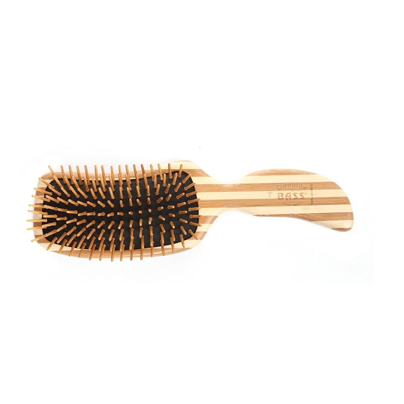 Bass Brushes The Green Brush 19 | Semi ‘S’ Hairbrush with Bamboo Pins + Bamboo Handle 19