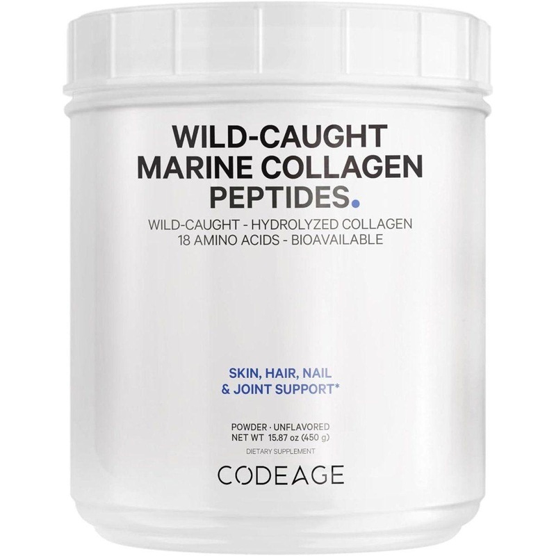Codeage Wild-Caught Marine Collagen Peptides  450g | Type 1 & 3 Collagen + 18 Amino Acids for Skin, Hair, Joints & Wellness