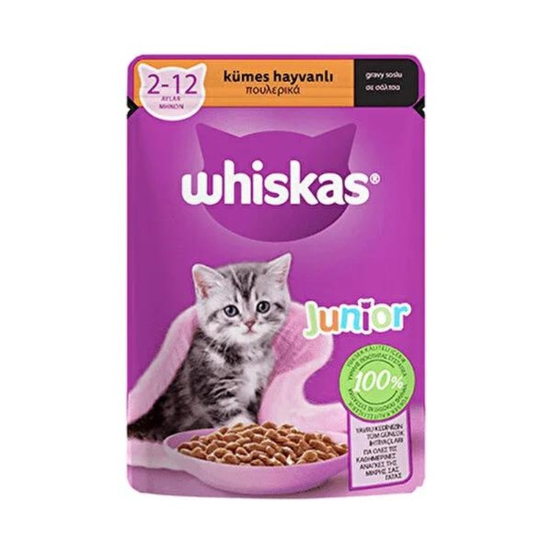 Whiskas Kitten Wet Food – 85g Pouch, Complete Nutrition for Kittens, High-Quality Ingredients, Supports Healthy Growth
