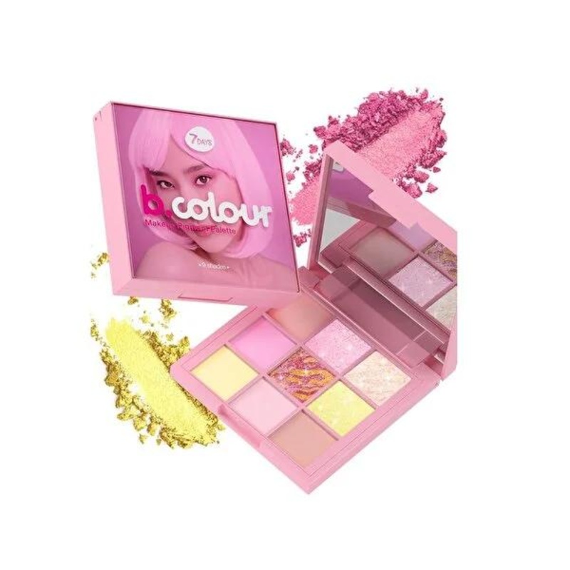 7Days B.Colour Bubblegum Eyeshadow Palette: 9 Vegan Colors, Matte & Shimmer, Long-Lasting, Blendable – Pink Purple Shades for Day & Night Looks