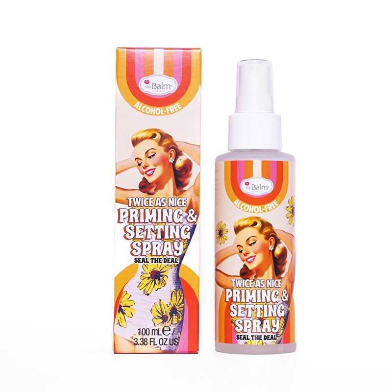 theBalm Twice as Nice: Makeup Setting Spray & Primer – Alcohol-Free, Vitamin B5 & Caffeine – Long Lasting, Flawless Finish