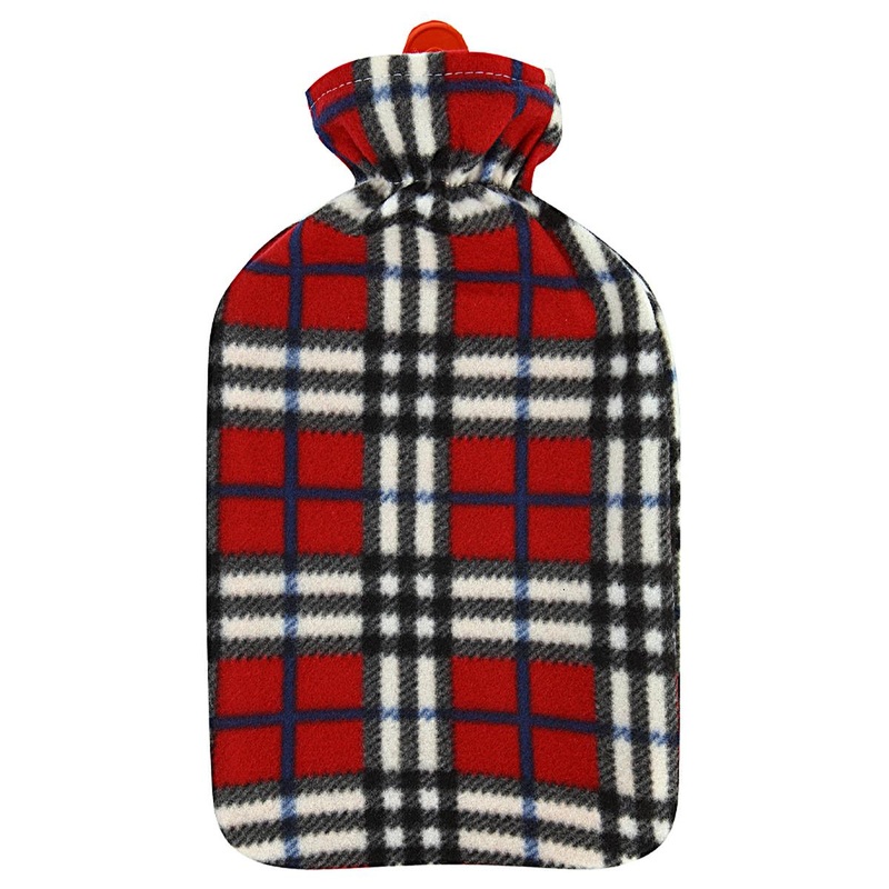 VPW Scottish Polar Fleece Hot Water Bottle 2 Liter: Soothing Warmth & Pain Relief – Prevents Burns, Machine Washable Cover, Winter Warmer