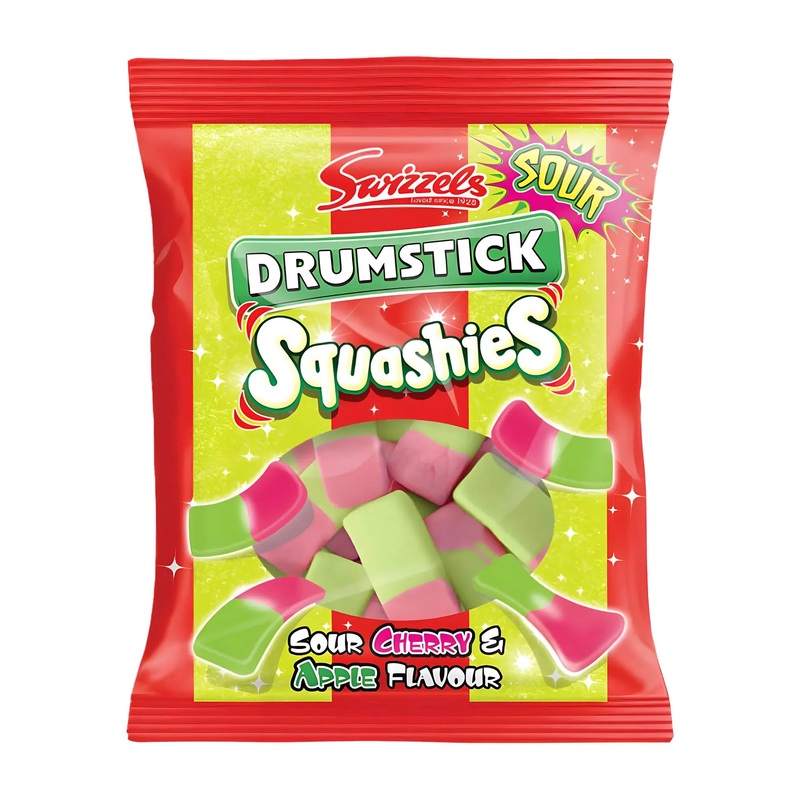 Swizzels Drumstick Squashies sour cherry & apple foam sugar, 120 g