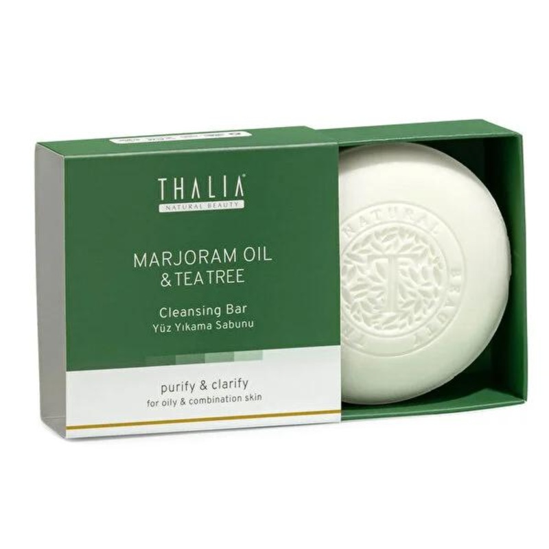 Thalia Marjoram & Tea Tree Oil Skin Care Soap Bar – Natural Cleansing for Oily & Combination Skin, Pore Cleansing, Facial Cleansing Bar, 120g
