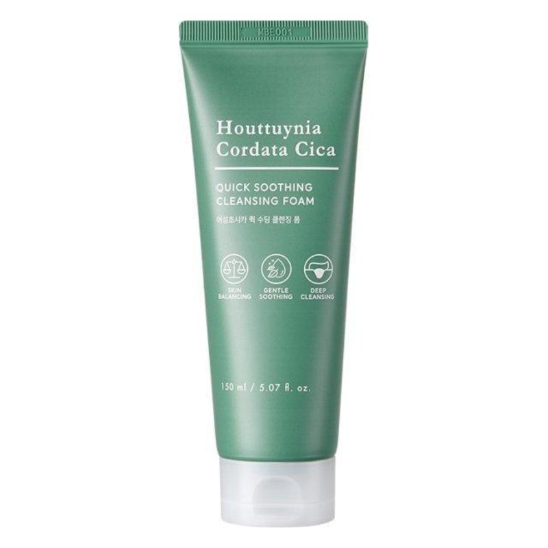 TONYMOLY Houttuynia Cordata Cica Quick Soothing Cleansing Foam  150ml | Purifying & Calming Cleanser for Sensitive Skin