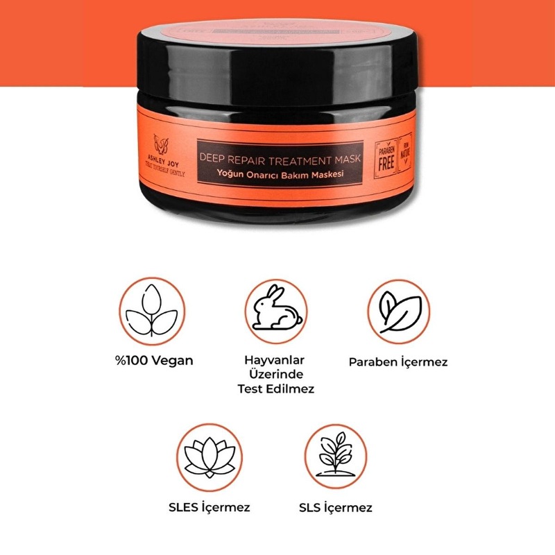 Ashley Joy Repairing Hair Mask: Intensive Treatment for Damaged Hair, Deep Conditioning, Biotin & Keratin, Restores Strength & Shine – 200ml