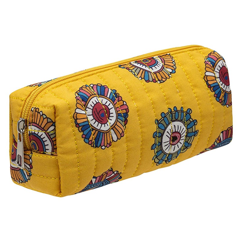 Eklips Quilted Cosmetic Bag – Small Makeup Bag Organizer for Travel, Stylish Pencil Case Design – Assorted Styles