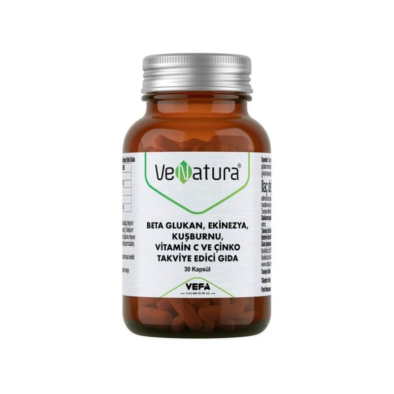 VeNatura Immune Support Supplement – Beta Glukan, Vitamin C, Zinc, Echinacea & Rosehip – 30 Capsules