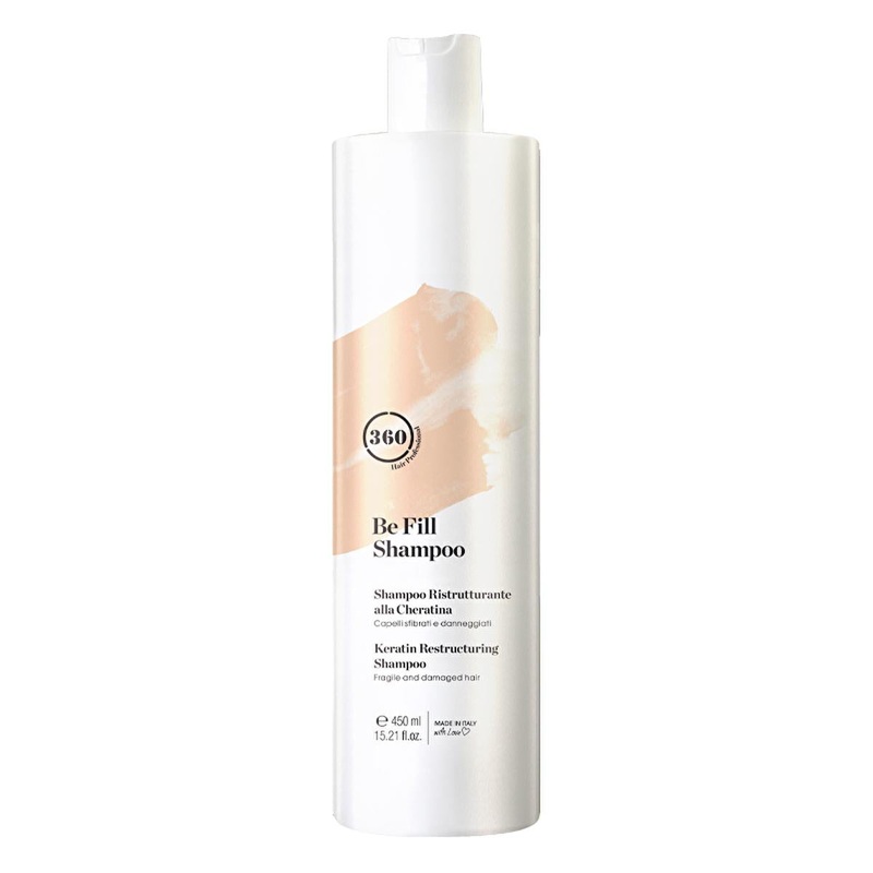 360 Hair Professional Keratin Shampoo – Revitalizing & Strengthening for Damaged, Brittle Hair – Heat Protection, 15.22 fl oz