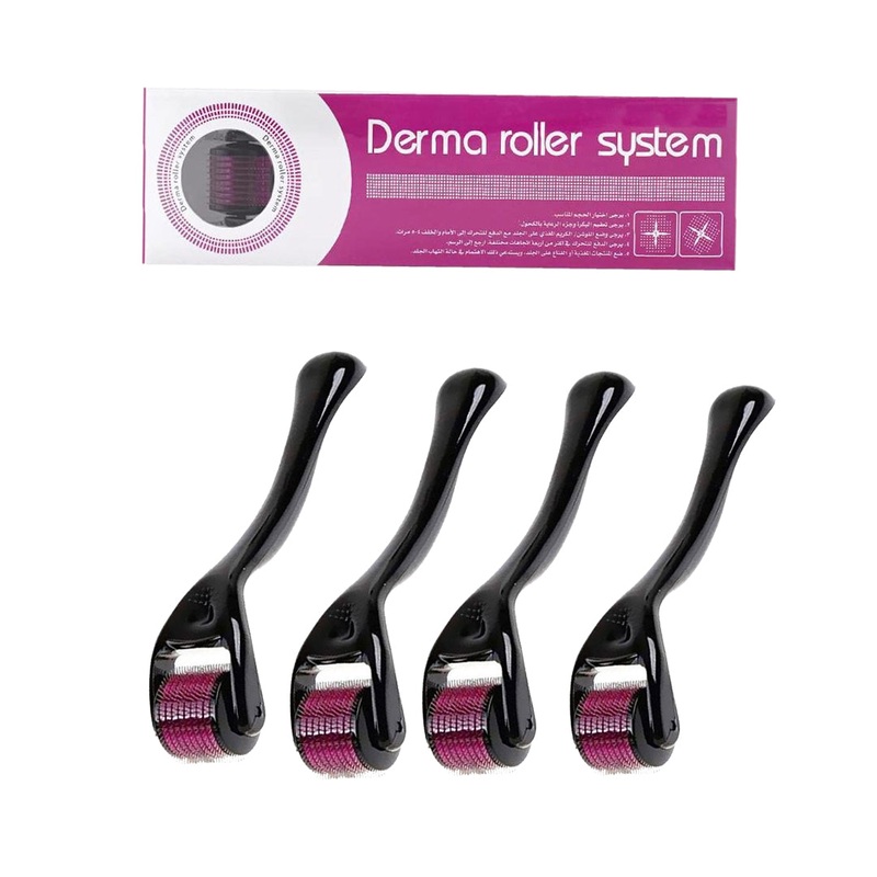 Derma Roller 540 Titanium Needle Use on Wrinkles, Stretch Marks, Acne, Scar Removal (4 pcs) 0.5mm