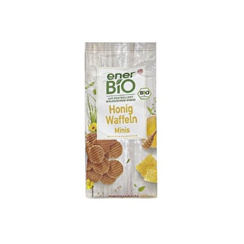 Enerbio Organic Honey Mini Wafers 200gr – Crispy, Healthy Snack for Kids & Adults | Naturally Sweetened