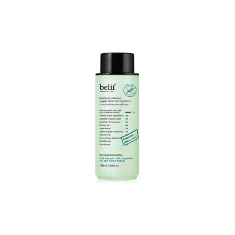 belif Problem Solution Vegan PHA Clearing Toner  150ml | 4-in-1 Exfoliating & Balancing Toner for Acne-Prone Skin