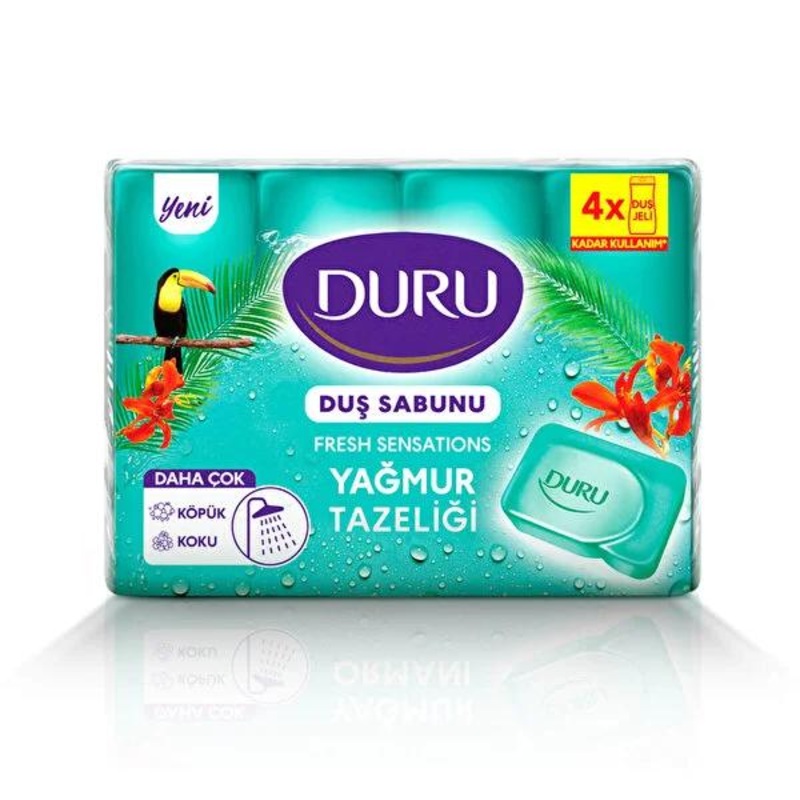 Duru Fresh Sensations Ya_mur Tazeli_i Bar Soap 4-Pack – Refreshing, Bulk Scented Soap for Cleansing and Refreshment