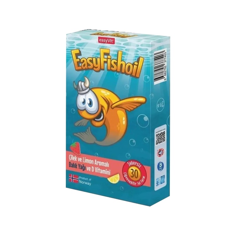 EasyFishoil Strawberry & Lemon Chewable Fish Oil Supplement with Vitamin D – 30 Count