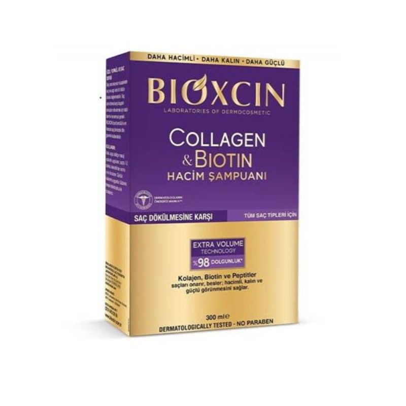 Bioxcin Collagen & Biotin Volumizing Shampoo: Fight Hair Loss & Thicken Hair, All Hair Types, 10 fl oz