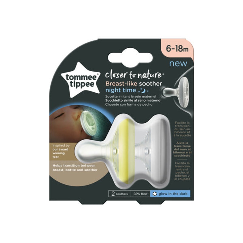Tommee Tippee Closer To Nature Breast-like Soother 1x – Night 0-6M