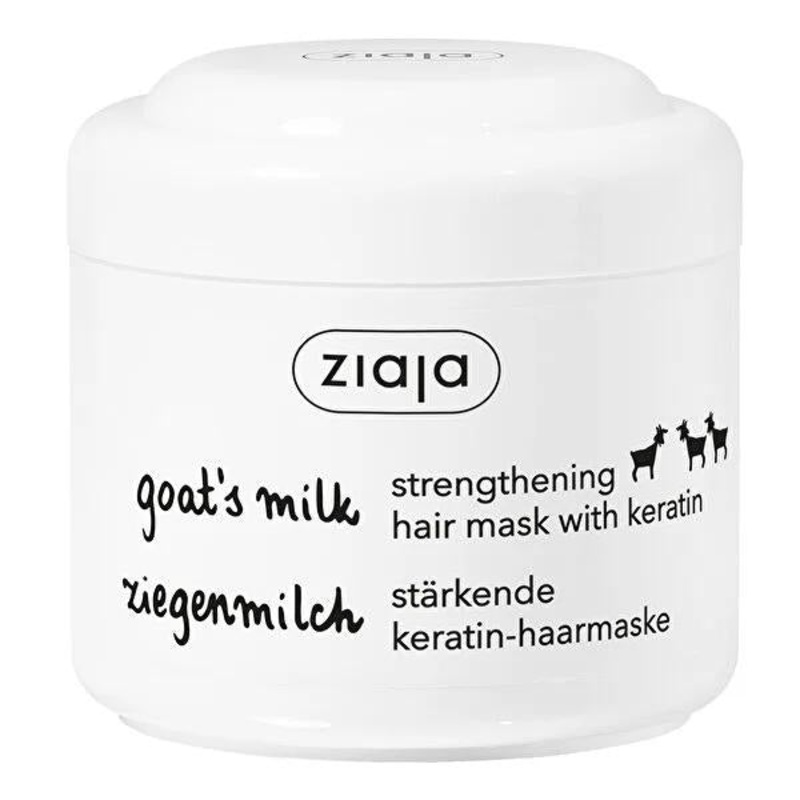 Ziaja Goat’s Milk Hair Mask for Dry & Damaged Hair – Moisturizing, Keratin, Silicone-Free, 6.76 fl oz