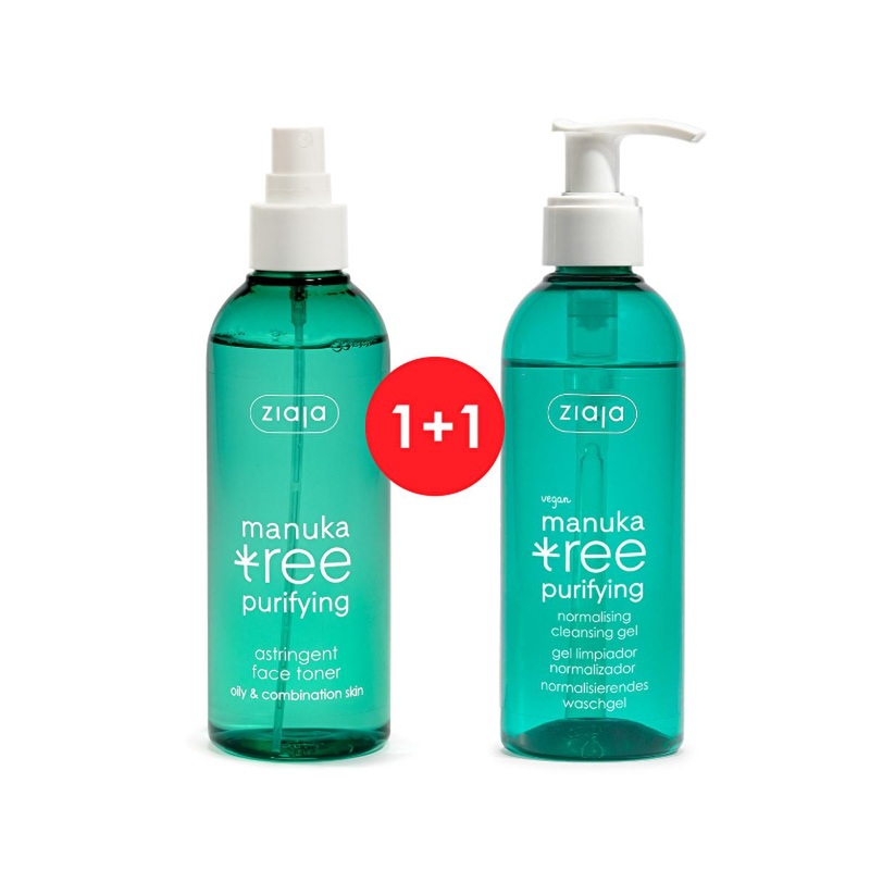 Ziaja Manuka Tree Facial Toner & Acne Cleansing Gel: Natural Blemish Treatment, Pore Reduction, and Oil Control for Acne-Prone & Sensitive Skin