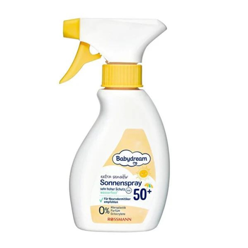 Babydream Extra Sensitive Sunscreen Spray, SPF 50+ – Fragrance-Free & Water-Resistant Sun Protection for Kids & Adults