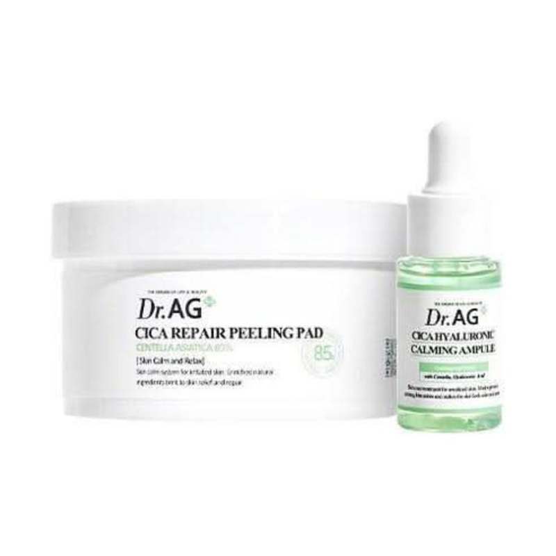 Dr.AG+ Cica Repair Peeling Pad (40 Pads) + Cica Hyaluronic Calming Ampoule (25ml) Set | Exfoliate, Soothe & Hydrate