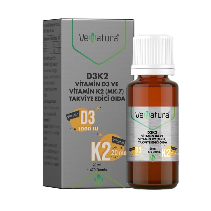VeNatura Vitamin D3K2 Dietary Supplement Drops – 20ml – Supports Immune System & Bone Health
