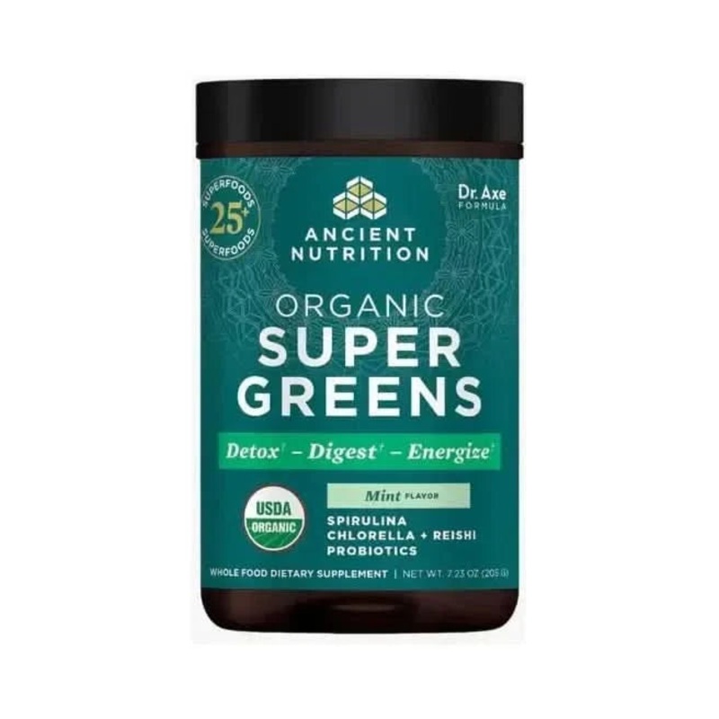 Ancient Nutrition Organic SuperGreens  Mint | Gut Health, Detox & Daily Energy with Probiotics 25 serv