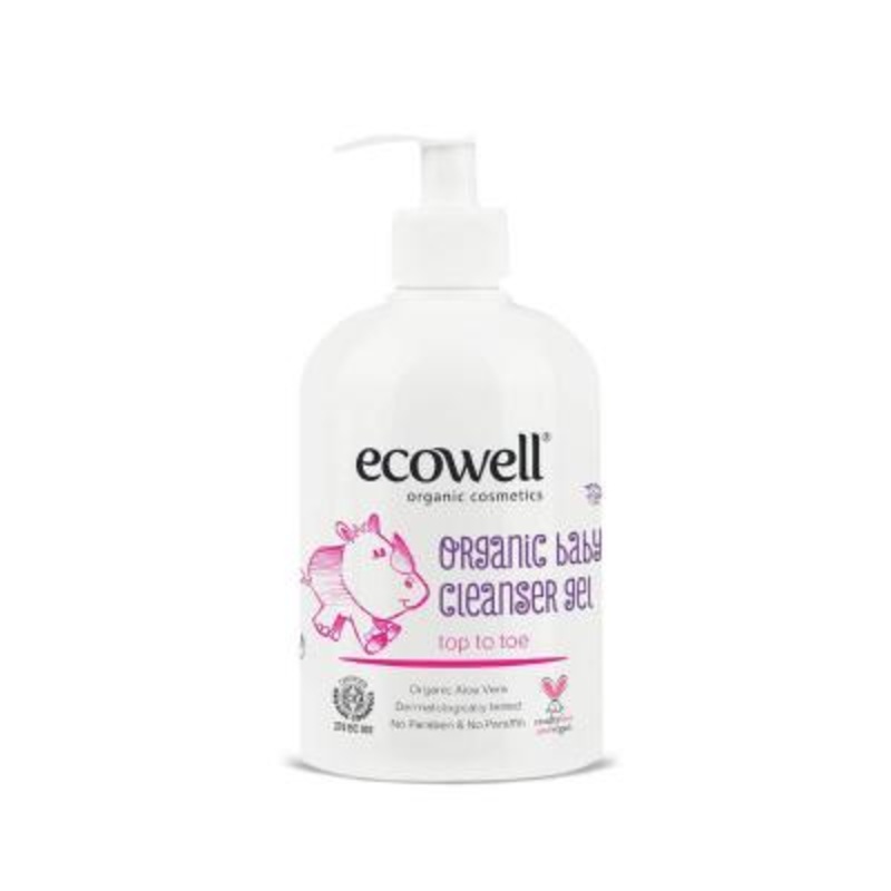 Ecowell Organic Baby Cleanser Gel: Gentle, Natural Wash with Aloe Vera – Paraben & Sulfate-Free – 500 ml