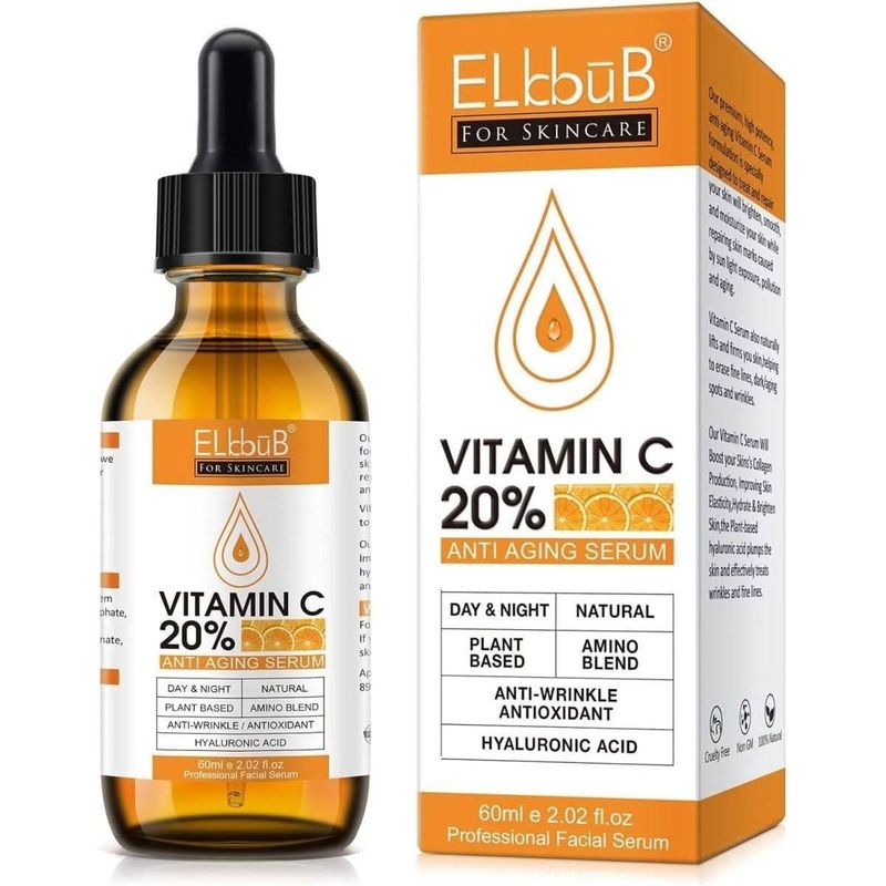 ELBBUB Premium 20% Vitamin C Serum | 60ml | Plant-Based Anti-Aging Formula 60 Ml (Pack Of 1)