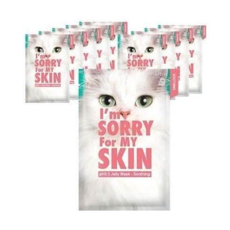 I’m Sorry For My Skin pH 5.5 Soothing Jelly Mask – 33ml x 10 Pack | Hydrating & Skin-Balancing Sheet Mask