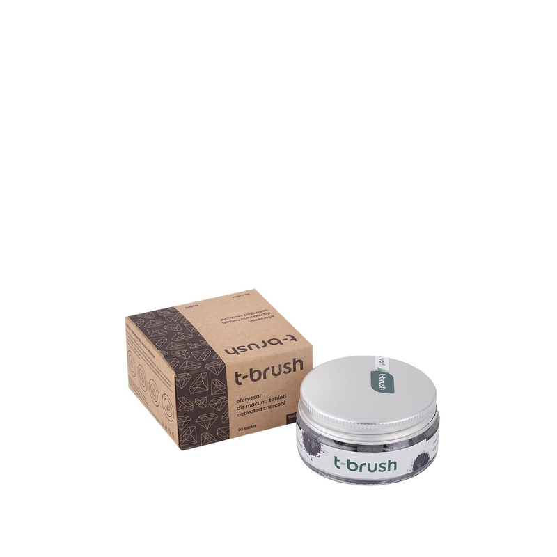 T-Brush Effervescent Toothpaste Tablets with Activated Charcoal & Fluoride – Natural Oral Care for Healthy Smile
