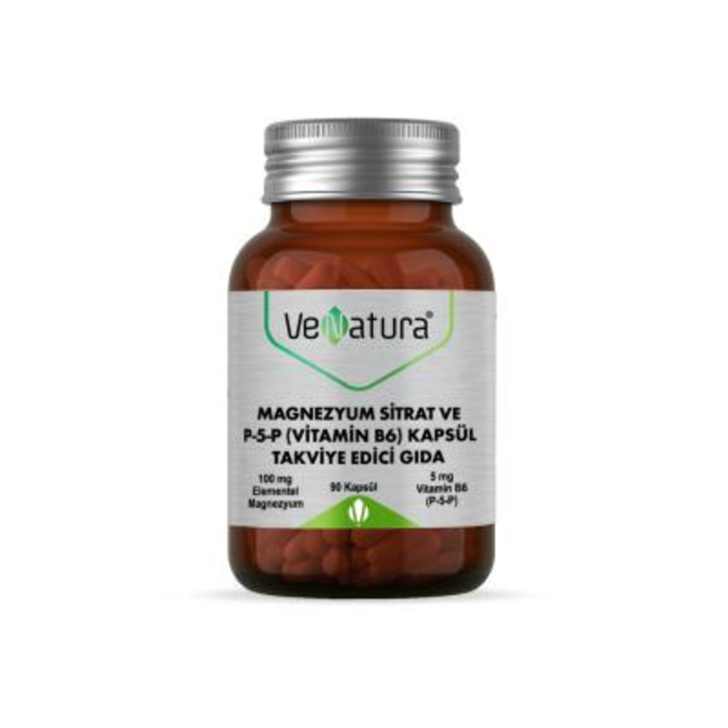 VeNatura Magnesium Citrate & P-5-P Vitamin B6 Supplement: Boost Energy, Support Muscle & Nerve Function – 90 Capsules