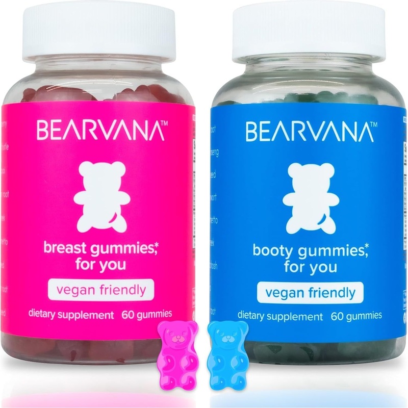 BEARVANA Top Support & Peach Support Combo Pack  Gummies for Women | 9 Herbal Extracts + Essential Vitamins | Berry Flavour  60 Gummies
