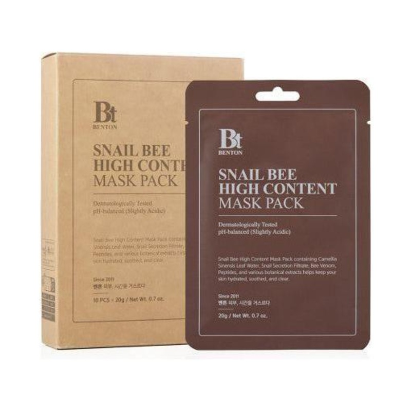 Benton Snail Bee High Content Sheet Mask – 20g x 10 Pack | Hydrating & Skin Repairing Care