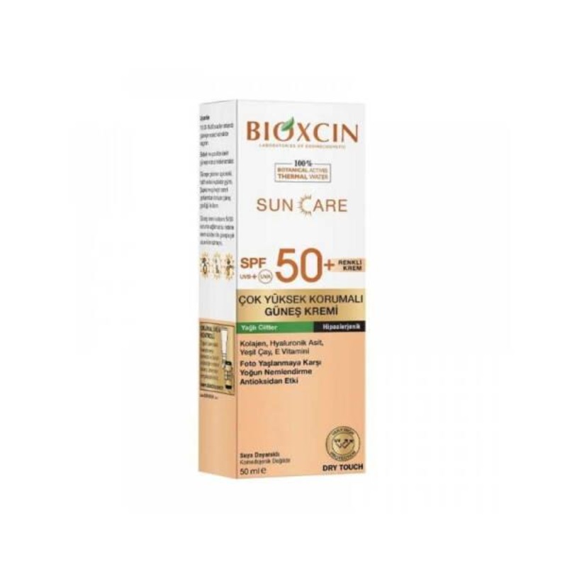 Bioxcin Tinted Sunscreen for Oily Skin SPF50+ – Lightweight, Non-Greasy Facial Sun Protection with Green Tea & Matte Finish – 50ml